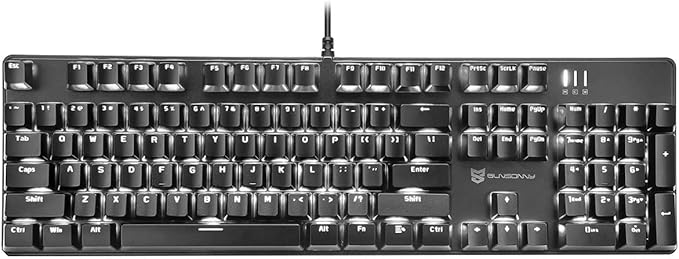 Qisan 104 Mechanical Keyboard for Gaming | Large Size USB White Backlit Gaming Keyboard Wired | US Layout Brown Switches Hot Swappable Mechanical Clicky Keyboards Compatible with PC &amp Laptop