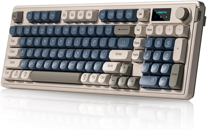 L98 96% Membrane KeyboardTri-Mode Connectivity RGB BacklightsRotary Knob+ScreenGasket MountedSa Profile Keycaps98 Keys Software Programmable Gaming Keyboard for MAC/Win (Deep Blue)