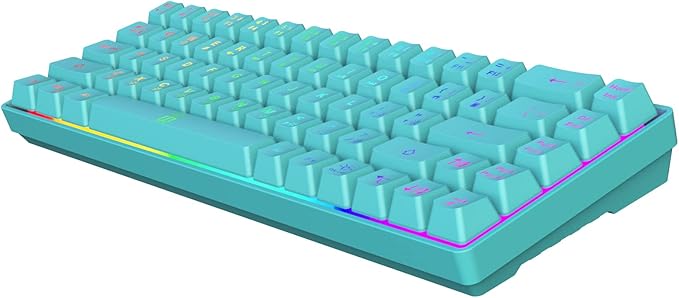 Snpurdiri 60% Membrane Gaming KeyboardRGB Compact Wired Small Keyboard Strong Mechanical Feel for PC/Mac Gamer Typist Travel Easy to Carry on Business Trip(68 KeysBlue)
