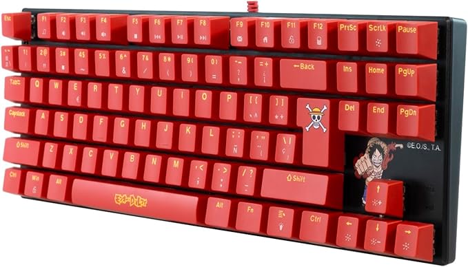 FRTEC - TKL Wired Mechanical Keyboard One Piece Luffy Touch Brown Anti-Ghosting Compatible with PC Mac PS5 Switch Xbox Series X/S (QWERTY) (One Piece Keyboard)