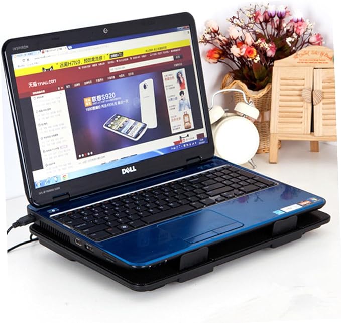 NUOBESTY Laptop Cooling Pad with Ultra Quiet Fans Flap Design for Gaming and Office Use Portable Laptop Cooler Sleek Black Finish