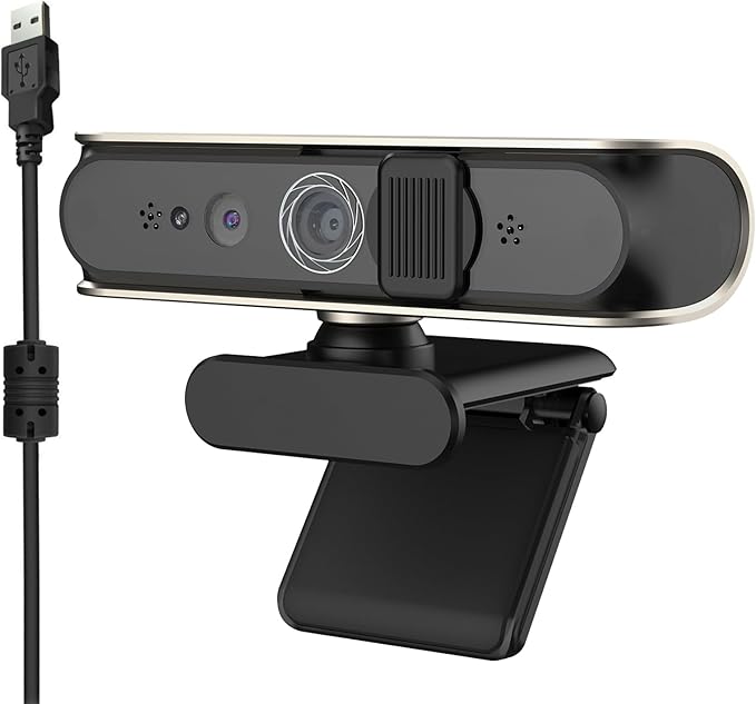 USB Cord WindowsHello Facials Recognition Camera with 1080P and Noise Canceling Microphones