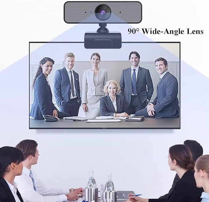 GIZNXBA Webcam with Microphone 2 Noise-Canceling Mics 90° Wide-Angle Lens &amp Autofocus Plug and Play Auto Light Correction PC Camera for Streaming Gaming Works Online Teaching(1080p)