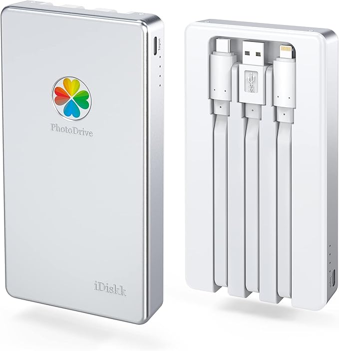iDiskk 4TB App-le Certified External Hard Drive for iPhone iPad (iPhone /17/16/15/14/13/12/11/X) Android MobileMacBook and Windows PC Photo Storage Photo Stick Drive to Backup Photos/VideosFiles