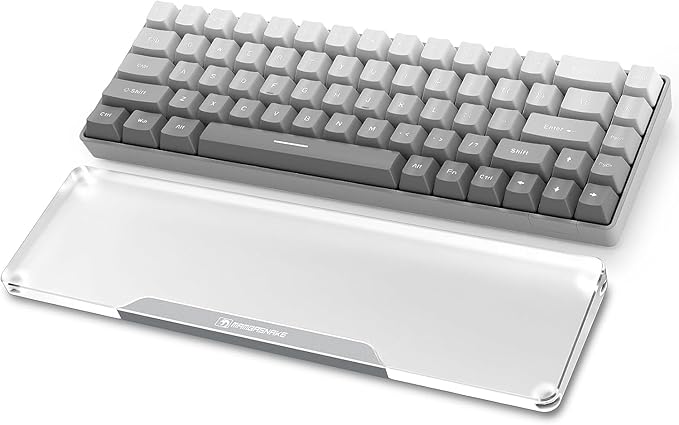 Acrylic Keyboard Wrist Rest Pro- Compact 60% Keyboard- Mechanical Keyboards Ergonomic Palm Rest for Computer KeyboardAnti-Slip BaseWrist Pad for LaptopOffice &amp Home-Easy TypingSilver