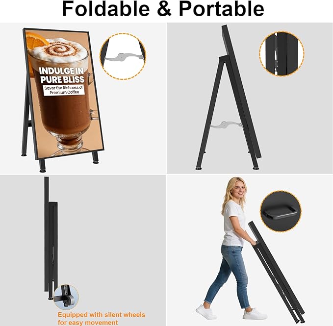 32 Digital Signage Display 700nits Portable Digital Signage Plug&ampPlay LCD Advertising Display CMS 24/7 Operation Split Screen HDMI/USB/WiFi/Android System Ideal for Restaurant/Cafe