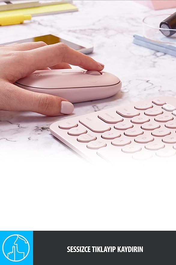 Logitech Pebble Wireless Mouse with Bluetooth or 2.4 GHz Receiver Silent Slim Computer Mouse with Quiet Clicks for Laptop/Notebook/iPad/PC/Mac/Chromebook - Rose/Pink