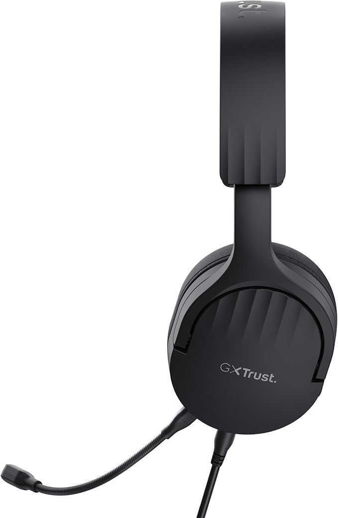 Trust Gaming GXT 489 Fayzo Gaming Headset for PC PS5 PS4 Xbox Series X|S Switch Mobile 3.5 mm Jack 85% Recycled Plastics Over-Ear Wired Headphones with Noise Cancelling Microphone - Black