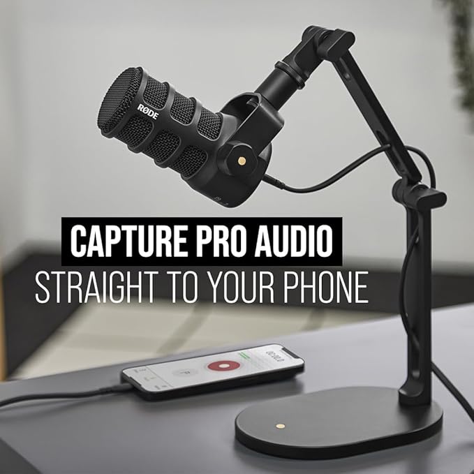 RØDE PodMic USB Versatile Dynamic Broadcast Microphone With XLR and USB Connectivity for Podcasting Streaming Gaming Music-Making and Content Creation (Black)