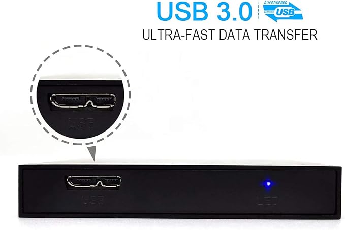 2.5'' HDD 1TB Ultra Slim Portable External Hard Drive USB3.0 Storage for Xbox One Console PC Laptop MacBook (Silver)