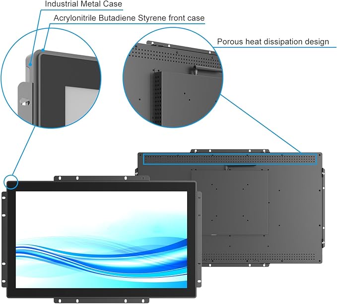GreenTouch 21.5 Inch Open-Frame Touchscreen LCD Monitor -Android All in one Computer with RK3566 RAM 4G &amp ROM 32G - Capacitive PCAP -1920x1080-16:9-Black - Front IK08/IP65