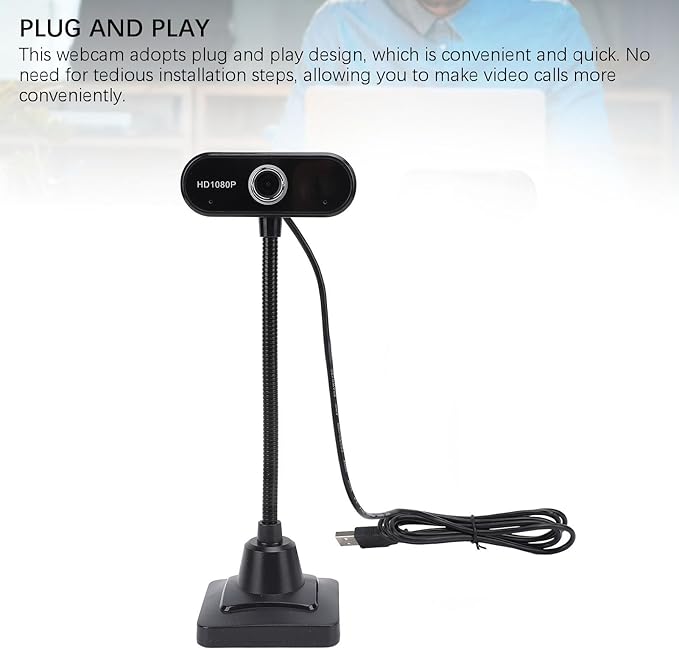 GOWENIC Web Camera 1080P USB Computer Camera with 3 Meter Omnidirectional Noise Reduction Microphone Wide Angle for Vista