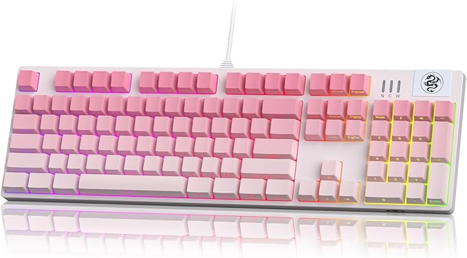 MageGee Mechanical Gaming Keyboard Wired USB RGB Backlit Keyboard 104-Key 100% Anti-Ghosting Mechanical Keyboard with Red Switches Side-Printed Keycaps for Windows PC &amp Mac