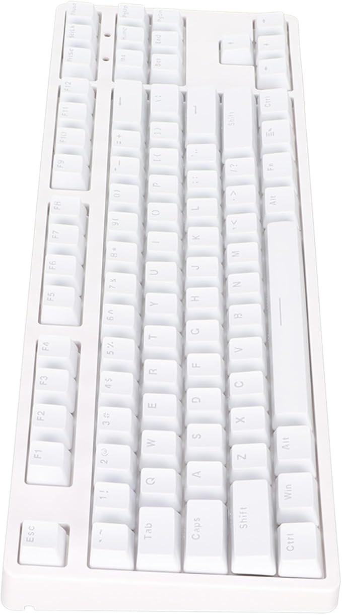 Gaming Keyboard Wired 87 Keys Ergonomic Computer Keyboard Type C Wired Mechanical Keyboard with Dye Sublimation Keycap for Home Office Gaming (White)