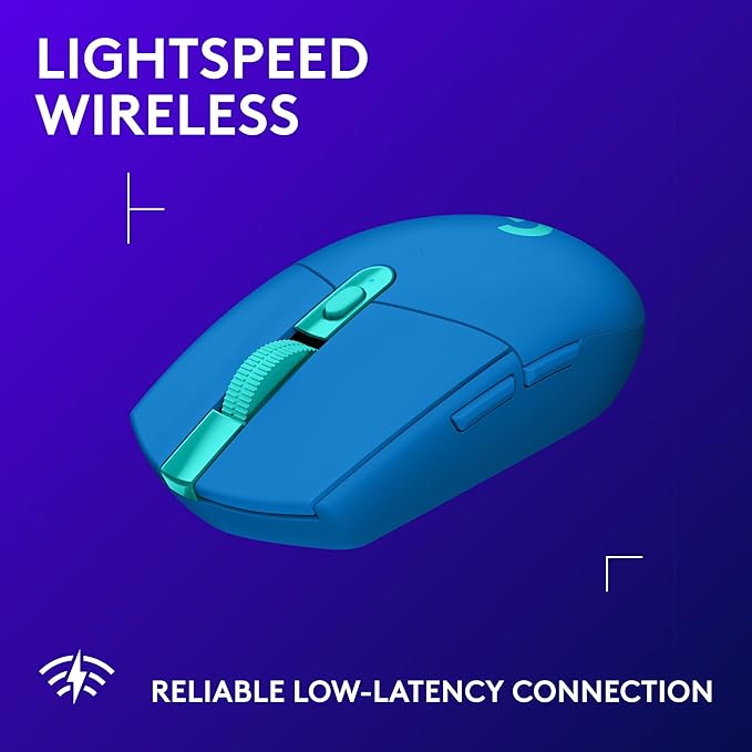 Logitech G305 Lightspeed Wireless Gaming Mouse Hero Sensor 12000 DPI Lightweight 6 Programmable Buttons 250h Battery On-Board Memory Compatible with PC Mac - Blue