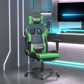 Gaming Chair Computer ChairErgonomic Gaming ChairSuitable for Work Rest Playing Computer Games Watching Performanceswith Footrest Black and Green Faux Leather