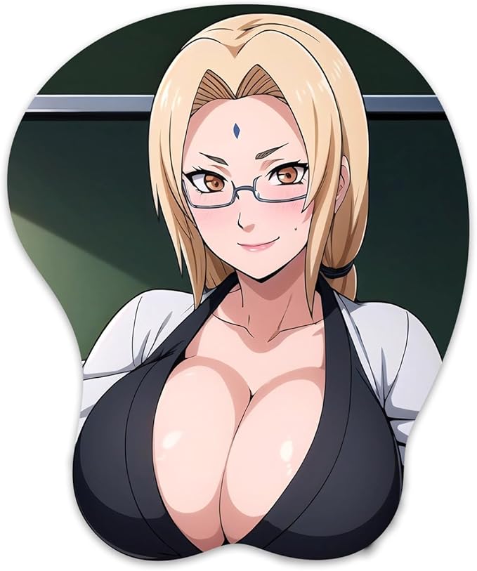 3D Mouse Pad Oppai Mousepad with Soft Gel Wrist Rest Anime Manga Gaming Boob pad Anti-Slip Mouse Mat （Senj 7）