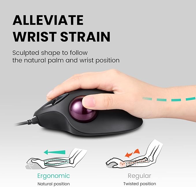 Perixx Perimice-517 Wired Trackball USB Mouse 7 Button Design Build-in 1.34 Inch Trackball with Pointing Feature
