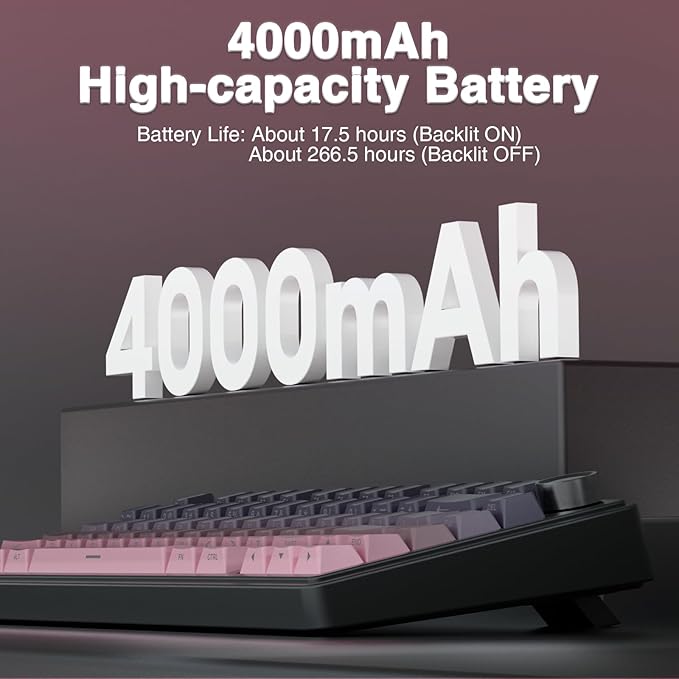 AULA F75 Pro Wireless Mechanical Keyboard75% Hot Swappable Custom KeyboardRGB BacklitPre-lubed Reaper SwitchesSide Printed PBT Keycaps Mechanical Gaming Keyboards Pink&ampBlack