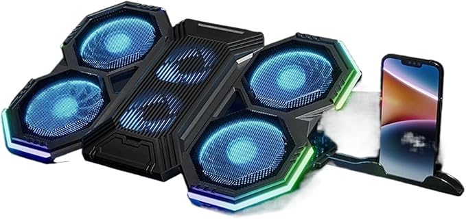 17Inch Gaming Laptop Cooler Six Fan Adjustable Wind Speed Height RGB Backlight USB Port Laptop Cooling Pad Notebook Laptop Stand