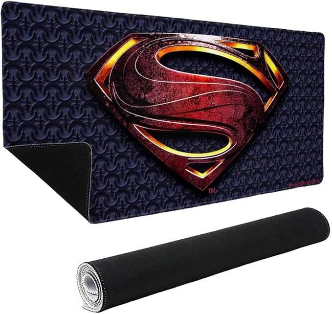 Justice League Movie Superman Logo Large Gaming Mouse Pad Desk Mat with Stitched Edges Non-Slip Base for Gamer Home and Office 31.5 x 15.7