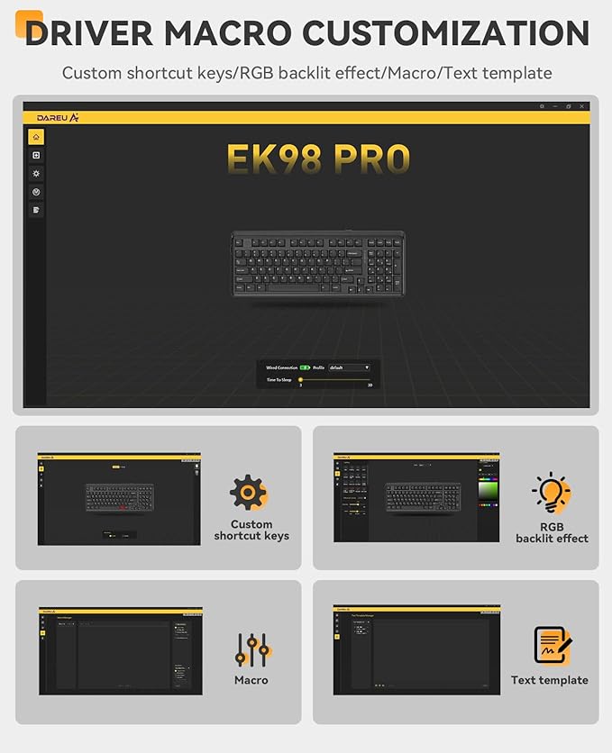 DAREU EK98PRO Wireless Mechanical Keyboard Gasket Hot Swappable Custom Pre-lubed Linear Switches Side Printed PBT Keycaps BT5.0/2.4GHz/USB-C RGB Backlit Gaming Keyboard for Win/Mac