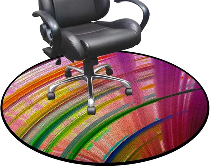 Magenta Blue Round mat Office Chair Mat Hardwood Floor mat Round Chair Cushion for Office and Home Decoration Chair Cushion Contour Stripes Modern Artwork Diameter 43.3 in