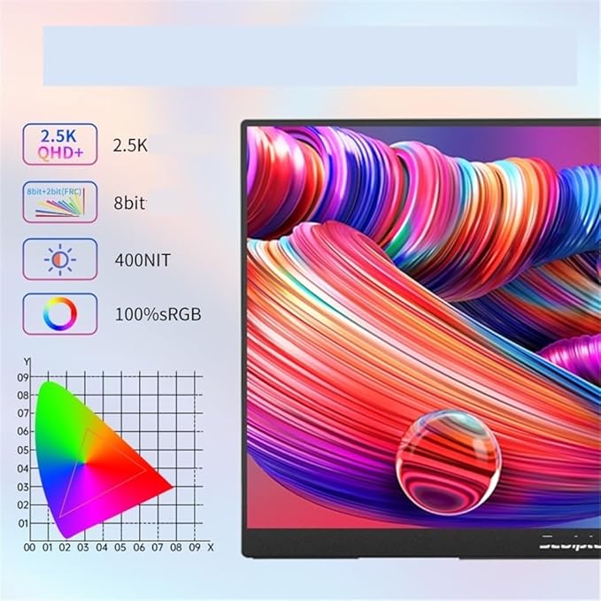 Portable Laptop Monitor 2.5K 16-inch 120Hz Portable Display for Laptops Mobile Phones and Extended Secondary Screens Gaming Display