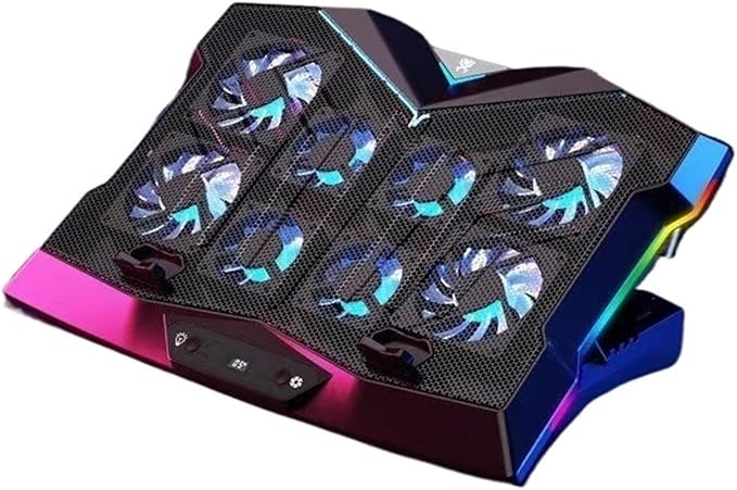 Game RGB Laptop Cooler 2 USB Ports 8 Fans Game LED Light Laptop Cooler Suitable for 13-19 inch Laptop MacBook Stand