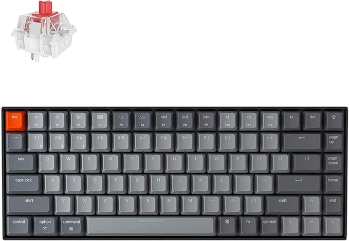 Keychron K2 75% Layout RGB Bluetooth Wireless Mechanical Keyboard with Keychron Super Red Switch/Anti Ghosting/N-Key Rollover Compact 84 Keys USB Wired Gaming Keyboard for Mac Windows-Version 2