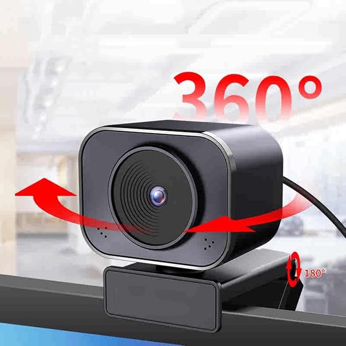 GIZNXBA Webcam with Auto Light Correction Noise-Canceling Microphone Autofocus Seamless Plug-and-Play Setup Wide-Angle Lens for Streaming Video Calls Gaming Works(2K)