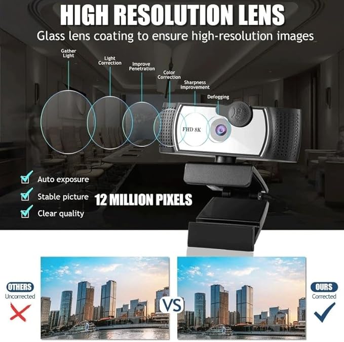 8K/4k Webcam 1080p Camera Live Broadcast 2k Driver-Free Laptop Computer Web Cam Camera Wihe Microphone(2K)