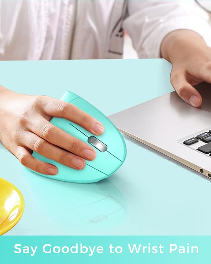 Lekvey Ergonomic Mouse Vertical Wireless Mouse Rechargeable 2.4 GHz Optical Carpal Tunnel Mouse : 800/1200 / 1600 DPI 6 Buttons for Laptop PC Mac Computer Desktop Notebook etc Green