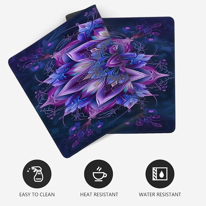 Purple Mandala Flower Floral Large Mouse Pad Gaming Mousepad Desk Mat for Desktop Computer Keyboard Waterproof Mouse Mat Desk Pad with Non-Slip Base for Game School Office Home 35.4 x 15.7