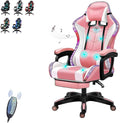 RGB LED Gaming Chair with Bluetooth Speakers Ergonomic Video Game Chair with Footrest Office Chair Reclining Computer Chair PU Leather Chair with Adjustable Backrest and Armrest