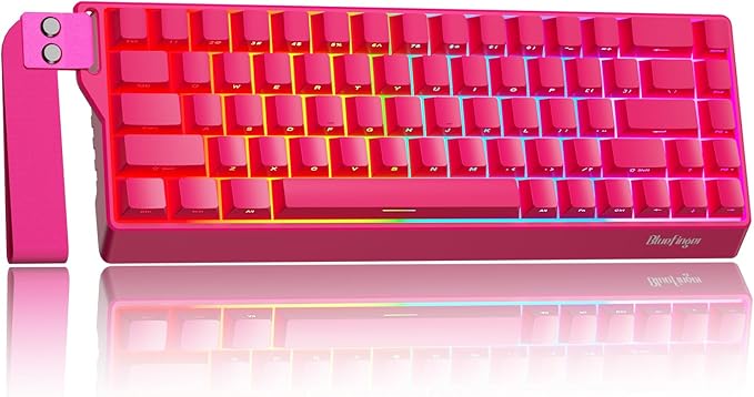 BlueFinger 60% Wireless Mechanical Gaming Keyboard Bluetooth/2.4G/USB-C Hot Swappable RGB Backlit Keyboard with Side-Printed PBT Keycaps for MAC Xbox PC PS5 Pink