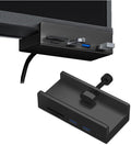 USB C Hub Clamp Aluminum 2-Port USB 3.0 USB C Data Port SD/TF Card Reader for 0.39''-1.18'' Thickness Desktop PC DesksMonitor Stand Desktop Powered USB Hub and Cell Phone Holder (Black)