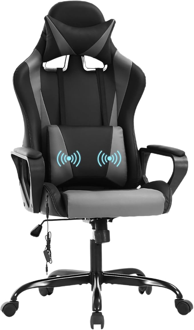 PayLessHere High Back Gaming Chair PC Computer Chair with Lumbar Support Arms Headrest Executive Racing Style Ergonomic Office Chair with Adjustable Rolling Swivel PU Leather Desk Chair