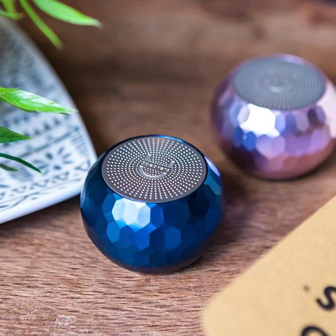 Fashionit U Speakers Mini Bluetooth Computer Speaker 2-Pack Bundle with Matching Speaker Built-in Mic &amp Selfie Remote Control for Workspace Desktop Laptop Mobile Tablet PC - Glam Midnight B