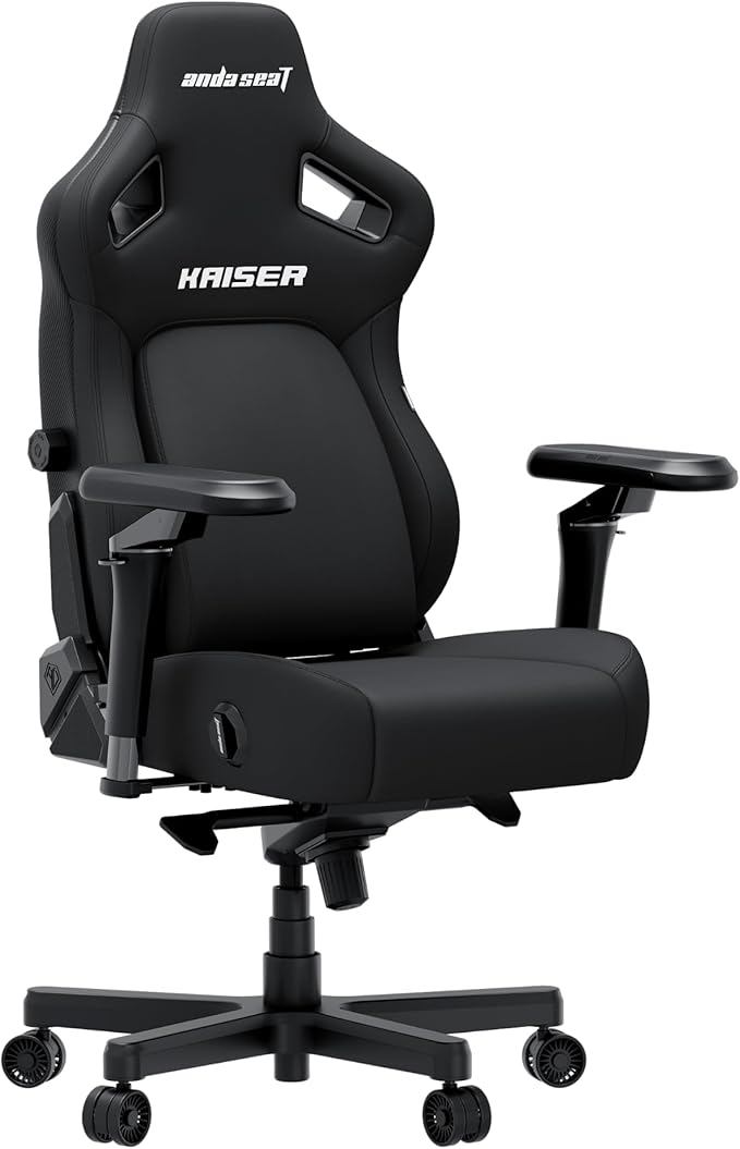 Anda Seat Kaiser 4 XL Gaming Chairs for Adults - Ergonomic Black Fabric Gaming Chairs with 6DArmrest Comfortable Office Seat with Lumbar Support Heavy Duty Wide Gamer Seat