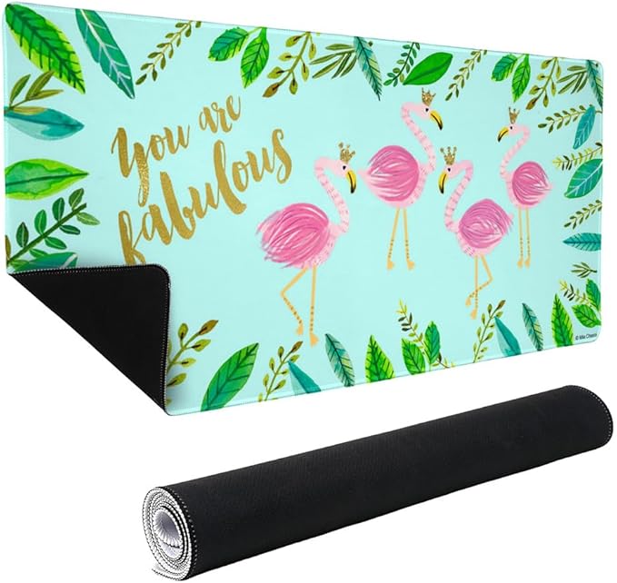You are Fabulous Flamingos Princesses Crowns Large Gaming Mouse Pad Desk Mat with Stitched Edges Non-Slip Base