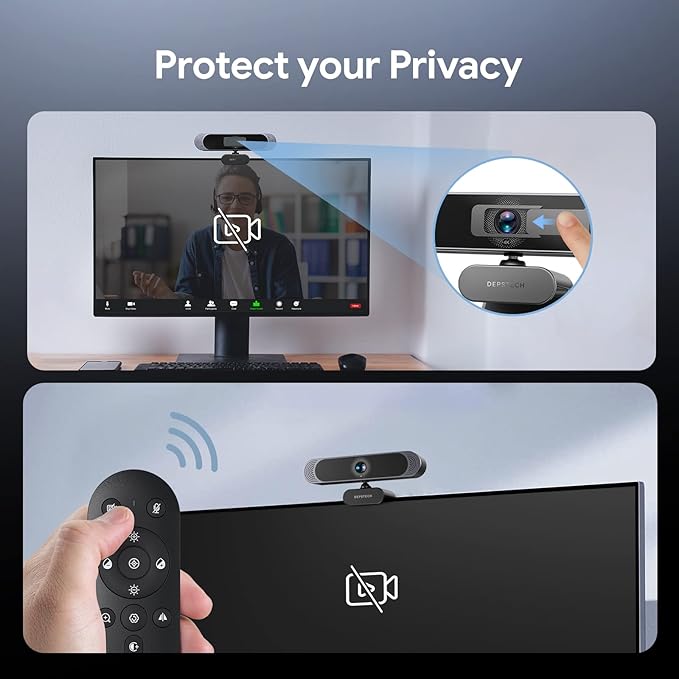 DEPSTECH 4K Webcam Ultra HD 1/2.55'' Sony Sensor 3X Digital Zoom Dual Noise-Canceling Microphones Remote Control Auto Focus Streaming Webcam for PC Mac Laptop Video Call Zoom Skype Teams