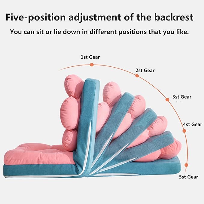 Folding Floor Chairs Video Gaming Chair for AdultsAdjustable 5-Position Floor Lounger W/Double Layer Thickening Padded for Gaming Reading Meditating C