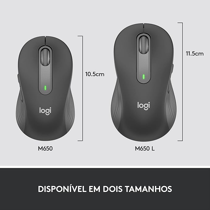 Logitech Signature M650 Wireless Mouse - for Small to Medium Sized Hands 2-Year Battery Silent Clicks Customizable Side Buttons Bluetooth Multi-Device Compatibility (Graphite) (Renewed)