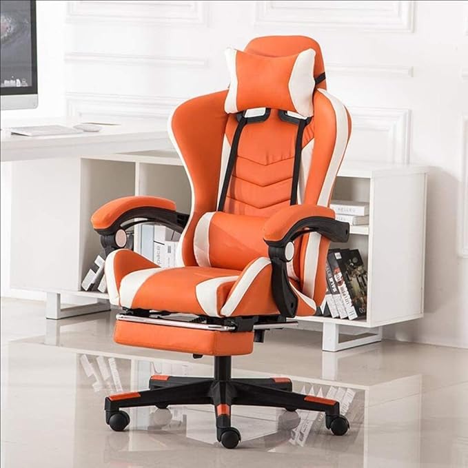 Office Chair E-Sports Chair Ergonomic Office Chair High Back Gaming Chair Swivel Chair Racing Chair Office Chair Computer Chair Chair (Color : Orange) Needed