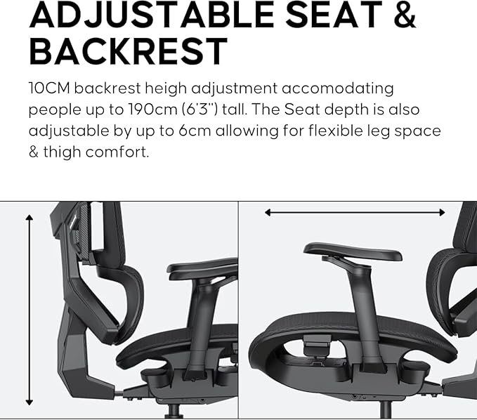 Anda Seat X-Air Ergonomic Gaming Chair - Breathable All-Mesh Office Chair with 4D Adjustable Armrests Lumbar Support &amp Headrest - 265 lbs Max Space Black