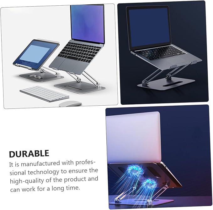 Adjustable Aluminum Alloy Laptop Cooling Stand with Dual Fans Quiet Ventilated Cooler Pad for Gaming and Office Notebooks Foldable Height-Adjustable Silver Cooling Rack