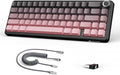 ATTACK SHARK X66 60% Wireless Mechanical Gaming Keyboard with KnobGasket Hot Swappable Custom KeyboardSide Printed PBT KeycapsTri Mode USB-C/BT5.0/2.4G RGB Keyboard with Coiled Cable - BlackBerry