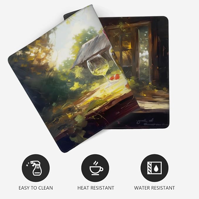 Painting Grape Wine Farm Large Mouse Pad Gaming Mousepad Desk Mat for Desktop Computer Keyboard Waterproof Mouse Mat Desk Pad with Non-Slip Base for Game School Office Home 35.4 x 15.7
