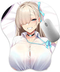3D Mouse Pad Oppai Mousepad with Soft Gel Wrist Rest Anime Manga Breast Gaming Boob pad Anti-Slip Mouse Mat (ichinos)